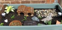 New hidey house in outdoor table!